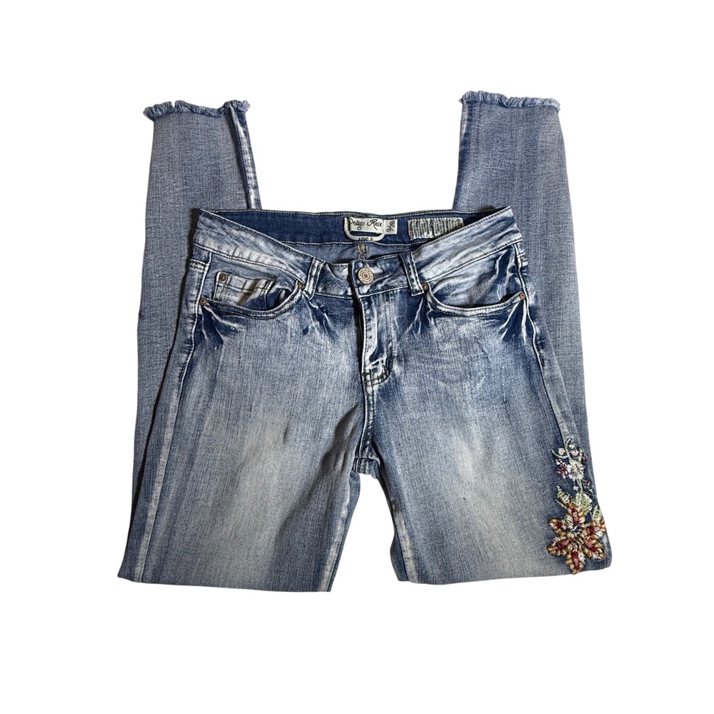 Indigo Rein Embroidered Floral Hummingbird Ankle Jeans Light Wash 9/28 RR5584C1M